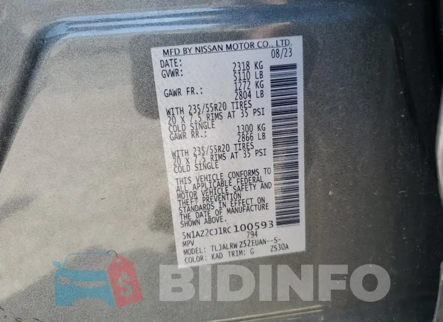 5N1AZ2CJ1RC100593 Photo# 13