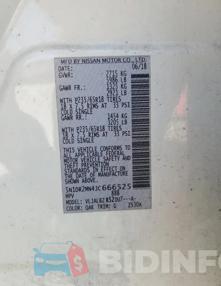 5N1DR2MN4JC666525 Photo# 13