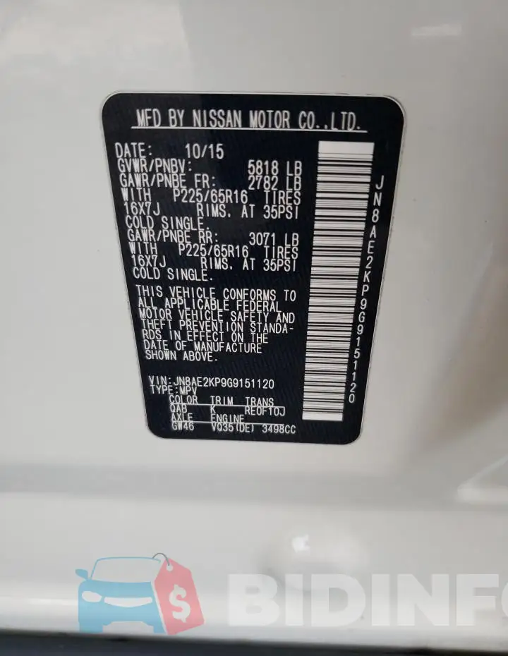 JN8AE2KP9G9151120 Photo# 14