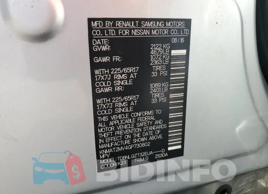 KNMAT2MV4GP730802 Photo# 13
