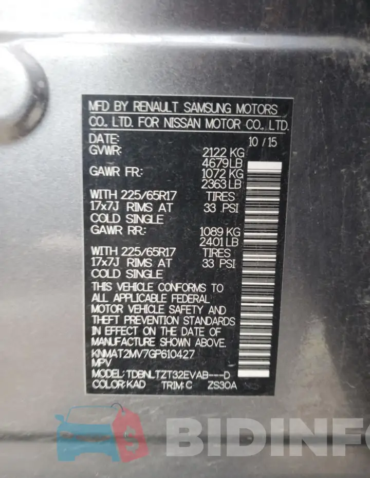 KNMAT2MV7GP610427 Photo# 13