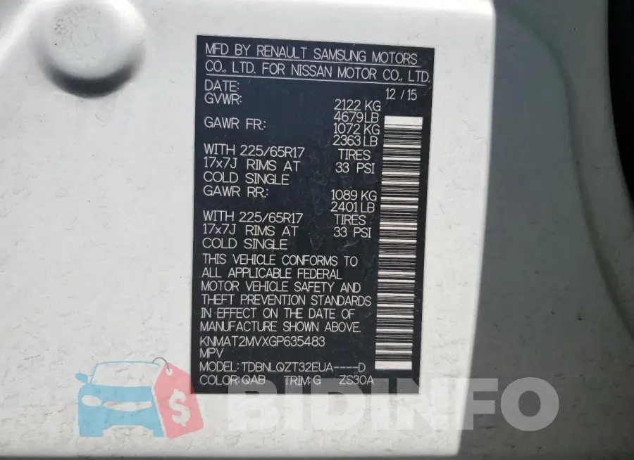 KNMAT2MVXGP635483 Photo# 13