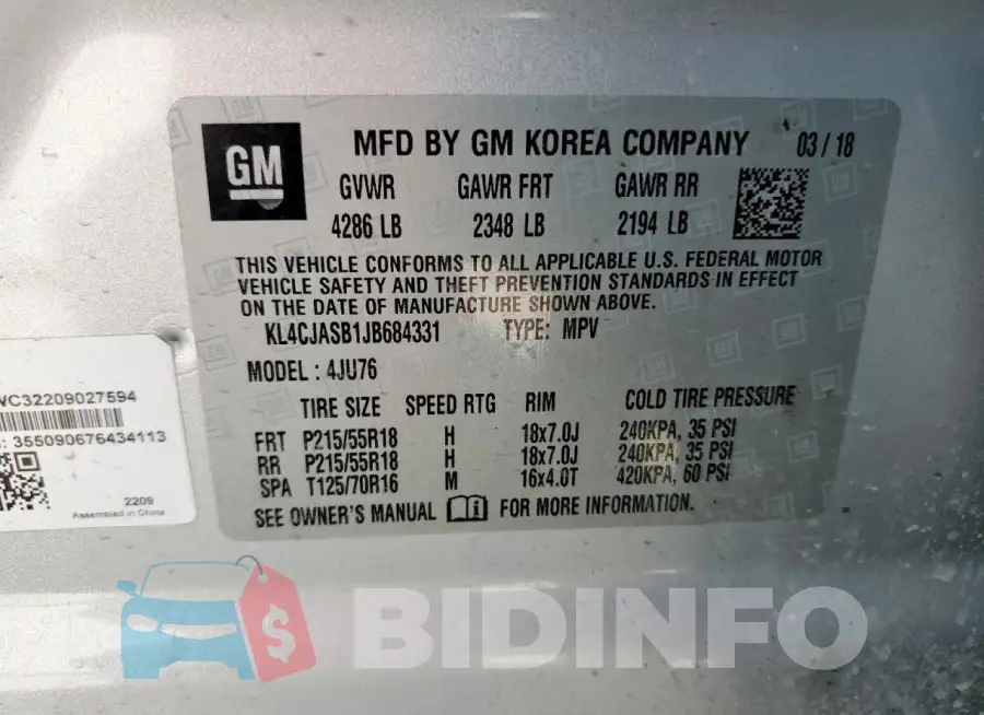 KL4CJASB1JB684331 Photo# 13