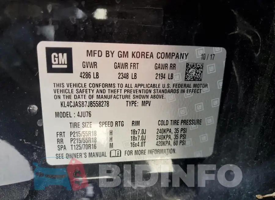 KL4CJASB7JB558278 Photo# 13