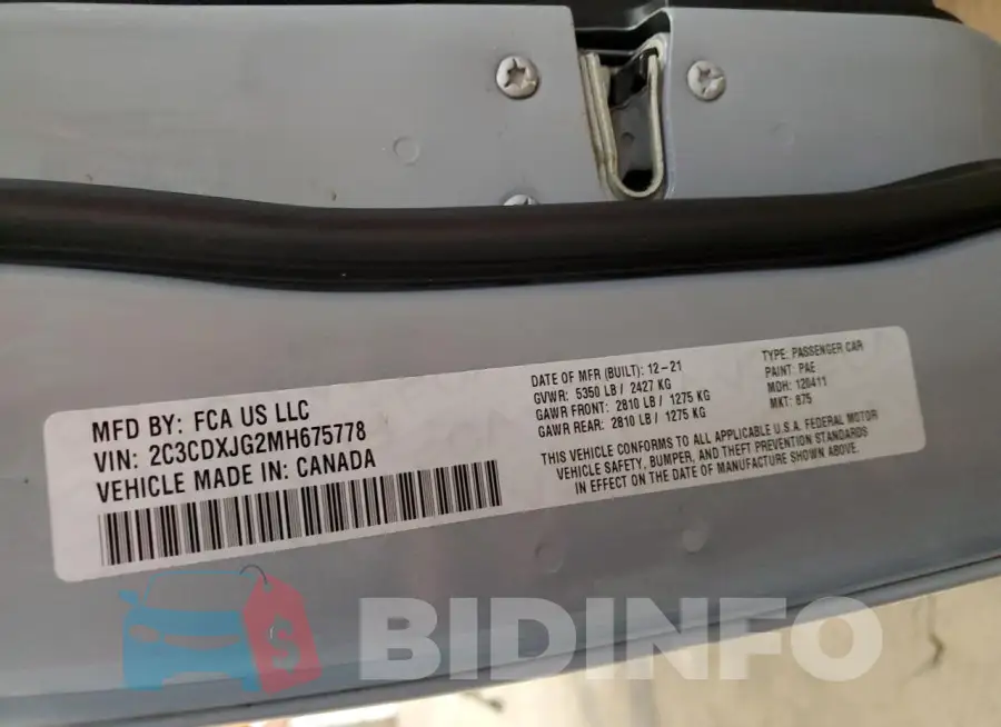2C3CDXJG2MH675778 Photo# 13