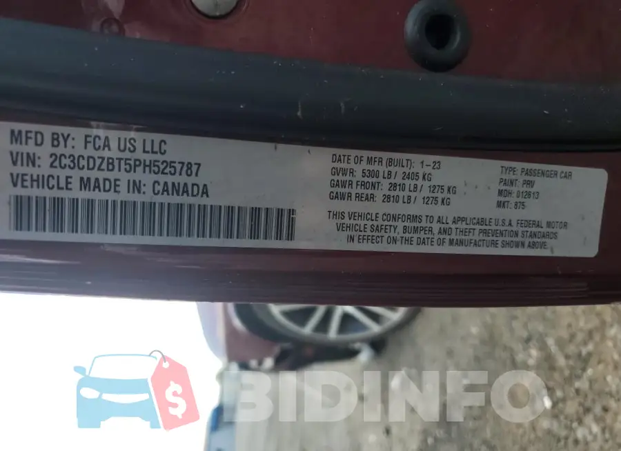 2C3CDZBT5PH525787 Photo# 12