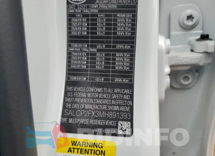 SALCP2FX3MH891393 Photo# 13