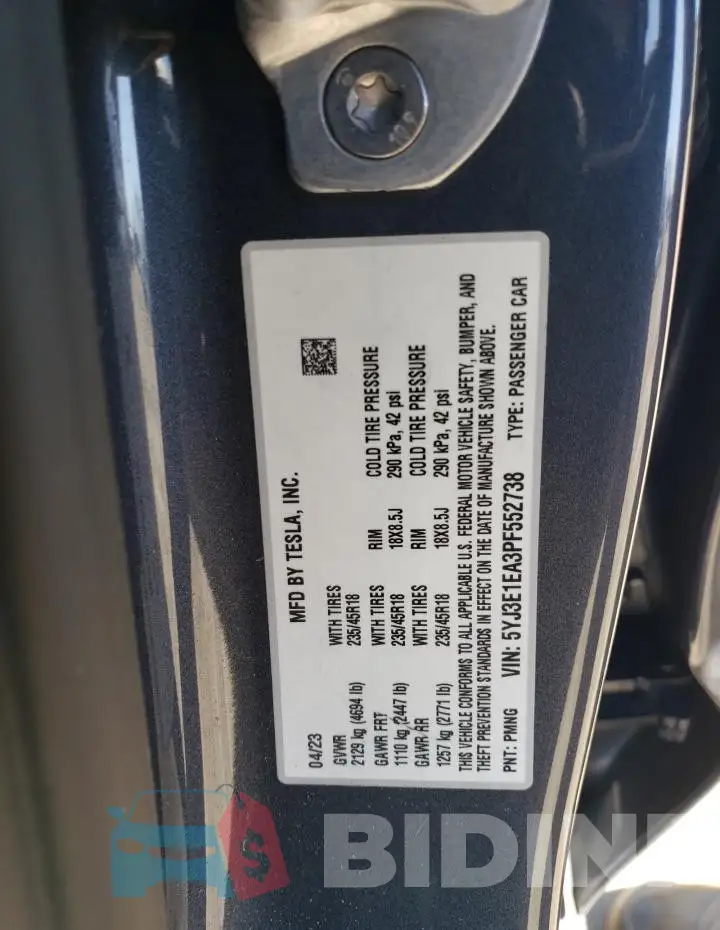 5YJ3E1EA3PF552738 Photo# 12