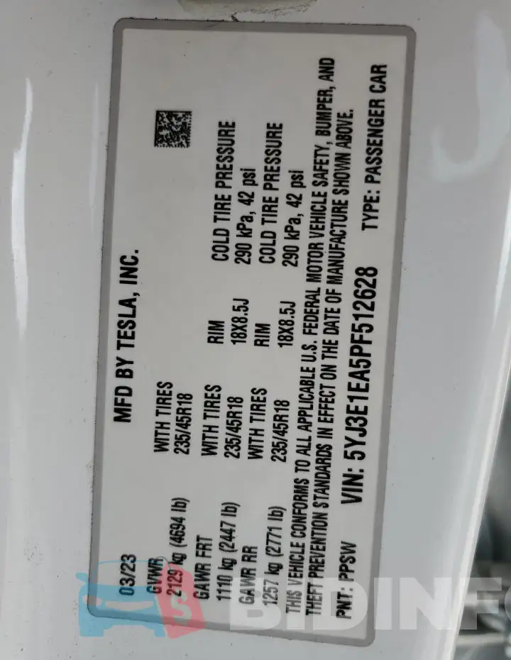 5YJ3E1EA5PF512628 Photo# 12
