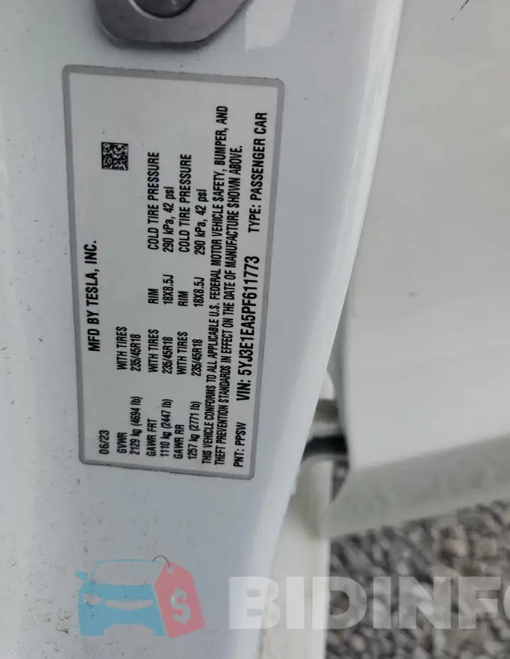 5YJ3E1EA5PF611773 Photo# 12