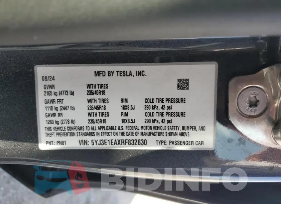 5YJ3E1EAXRF832630 Photo# 13