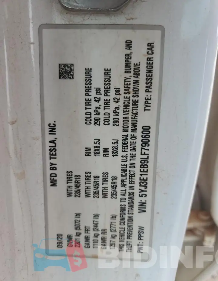 5YJ3E1EB9LF790600 Photo# 12