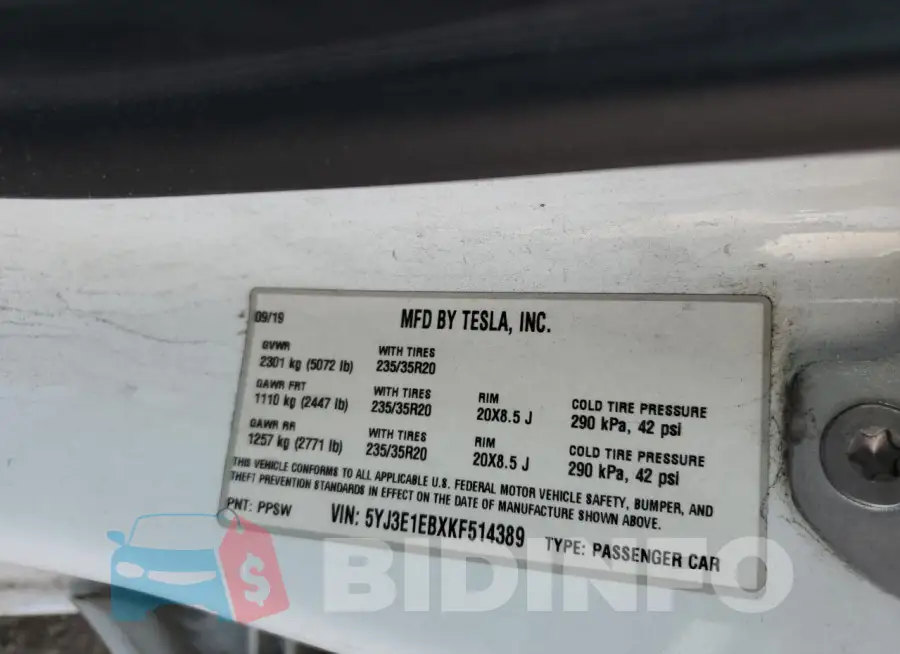 5YJ3E1EBXKF514389 Photo# 12