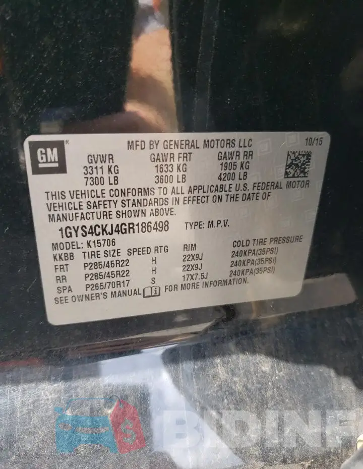 1GYS4CKJ4GR186498 Photo# 13
