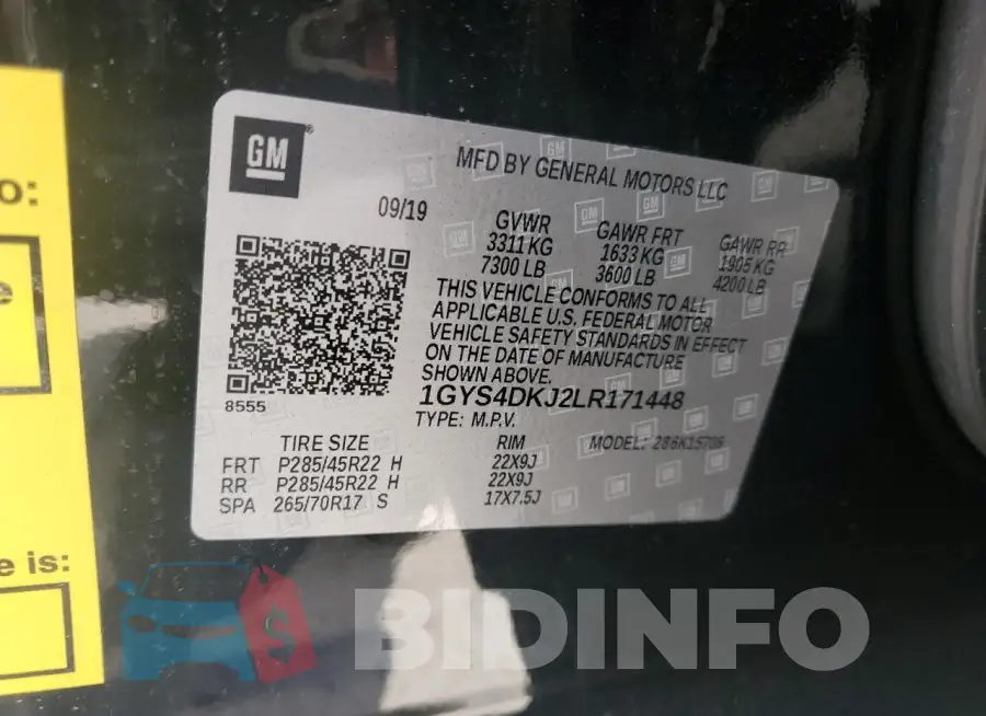 1GYS4DKJ2LR171448 Photo# 13