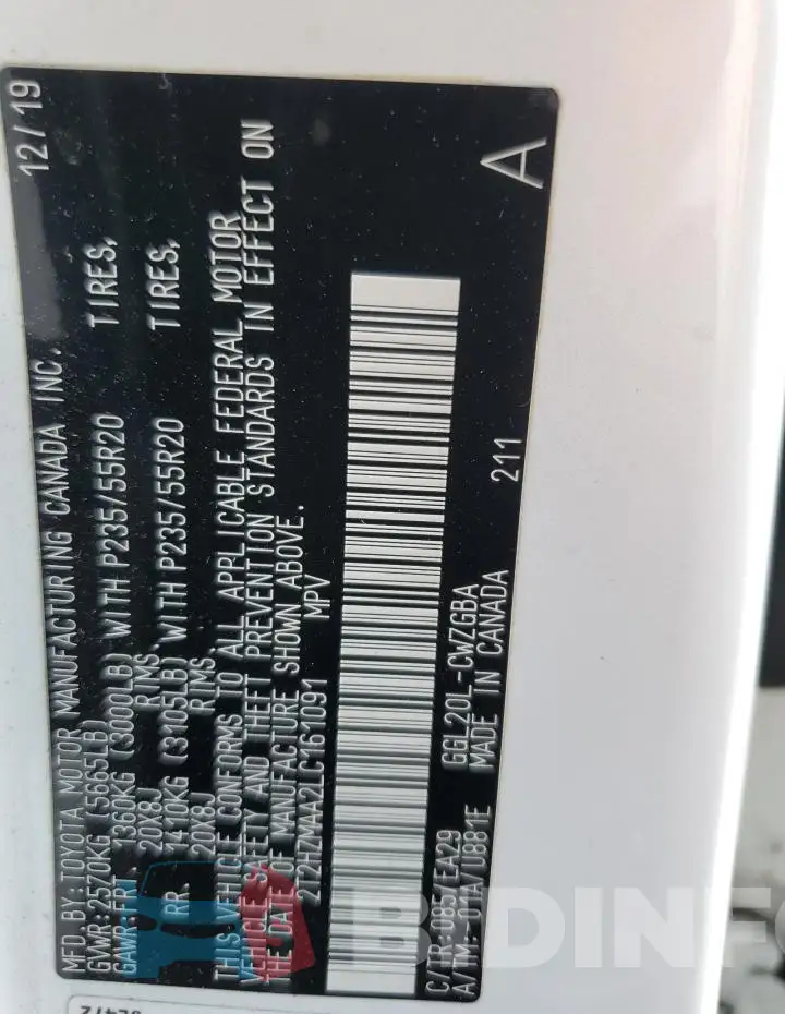 2T2HZMAA2LC161091 Photo# 14