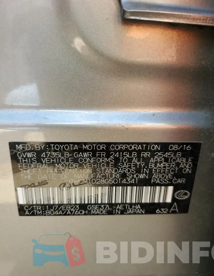 JTHCM1D28G5014341 Photo# 12