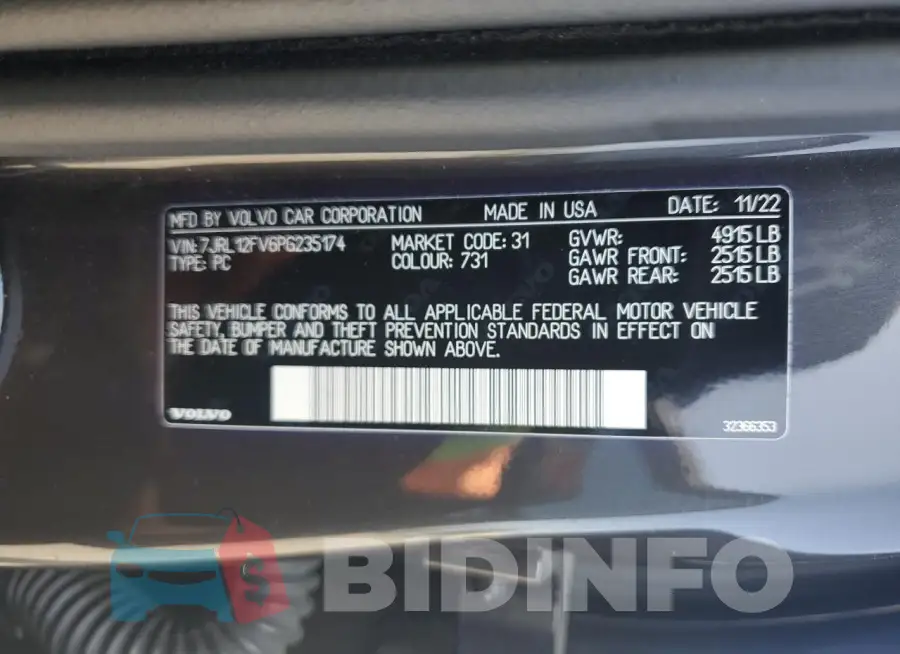 7JRL12FV6PG235174 Photo# 13