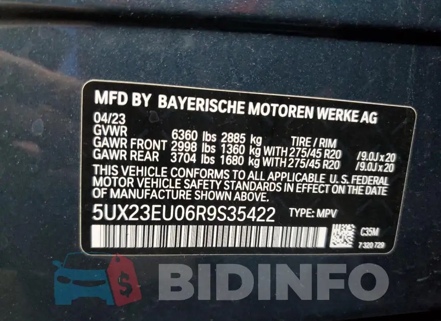 5UX23EU06R9S35422 Photo# 13