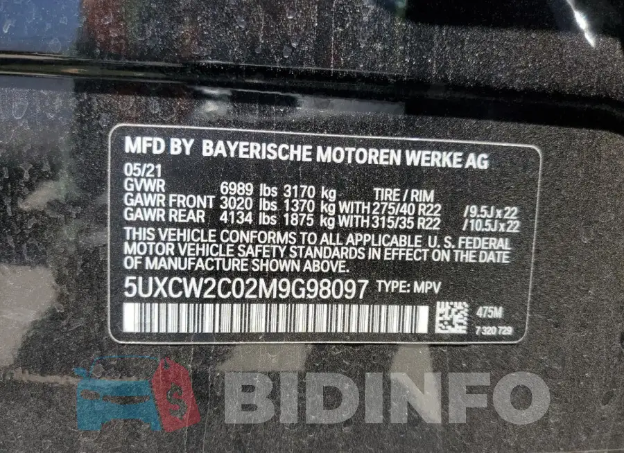 5UXCW2C02M9G98097 Photo# 13