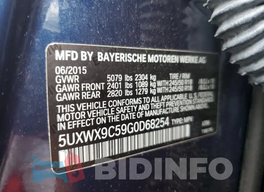 5UXWX9C59G0D68254 Photo# 13