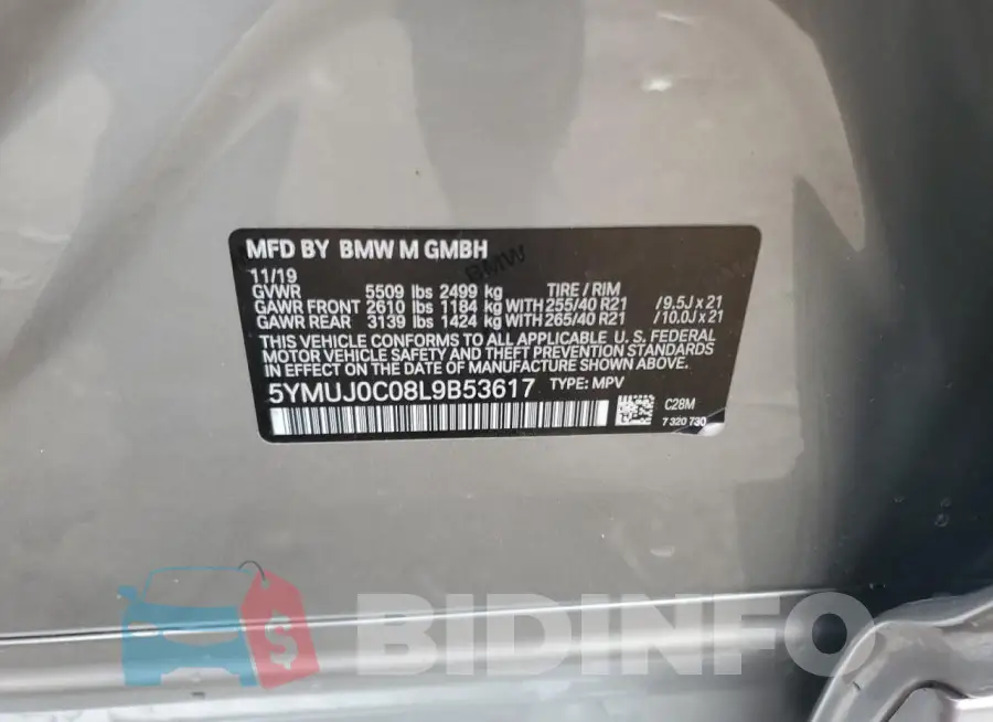 5YMUJ0C08L9B53617 Photo# 13