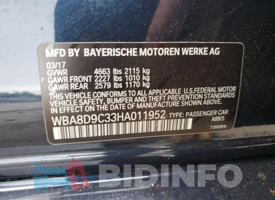 WBA8D9C33HA011952 Photo# 12