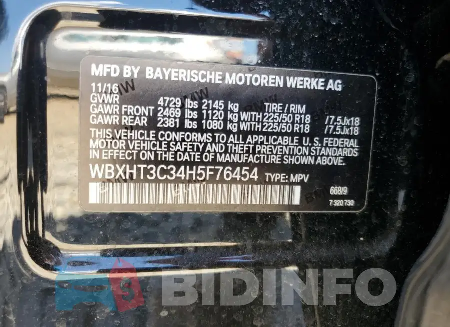 WBXHT3C34H5F76454 Photo# 14