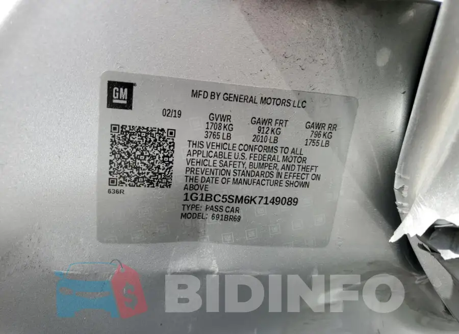 1G1BC5SM6K7149089 Photo# 12