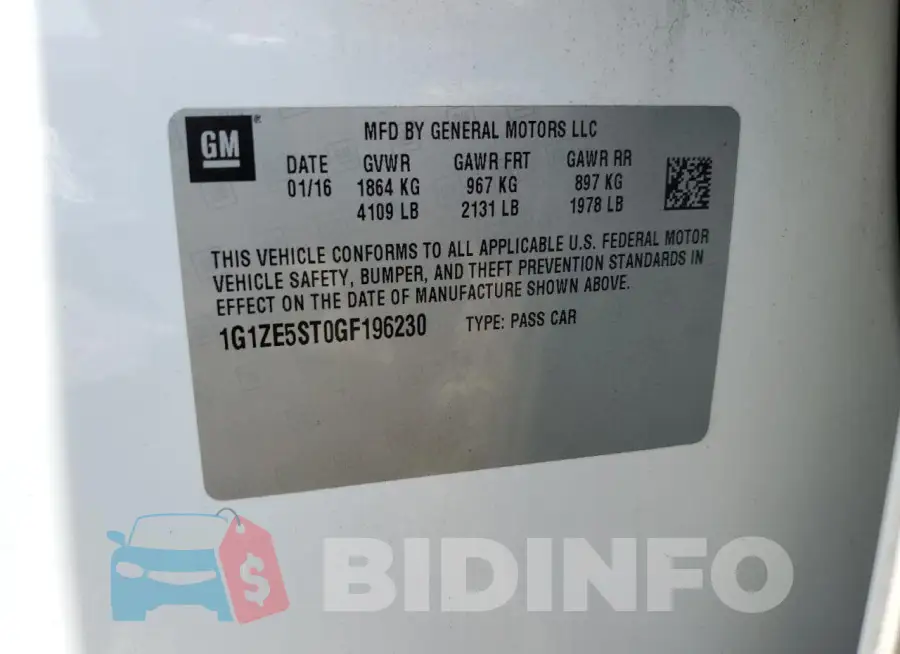 1G1ZE5ST0GF196230 Photo# 13