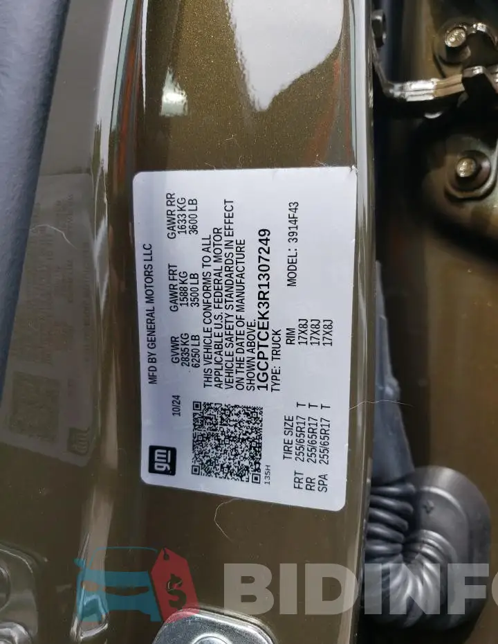 1GCPTCEK3R1307249 Photo# 12