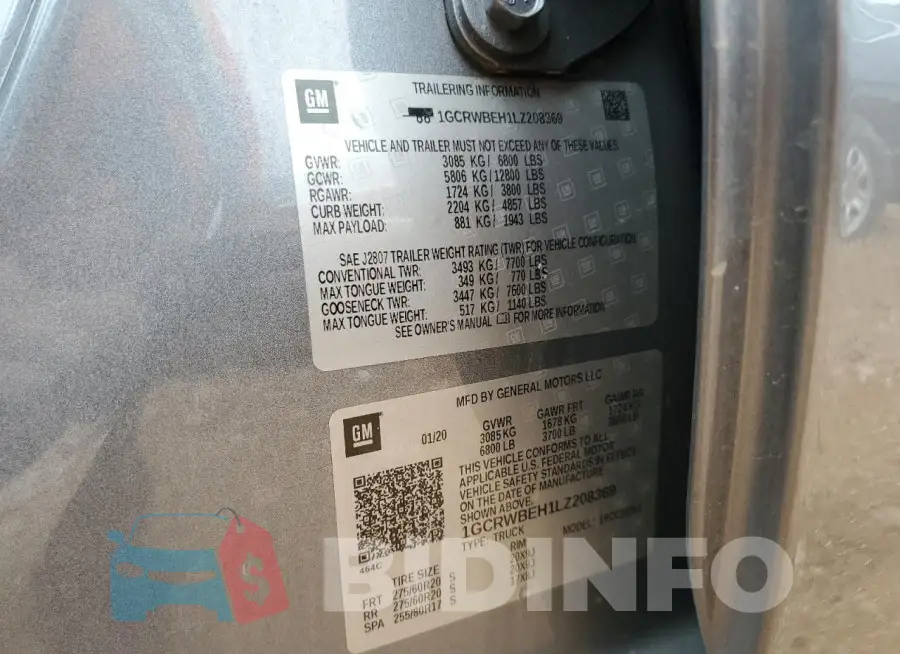 1GCRWBEH1LZ208369 Photo# 12