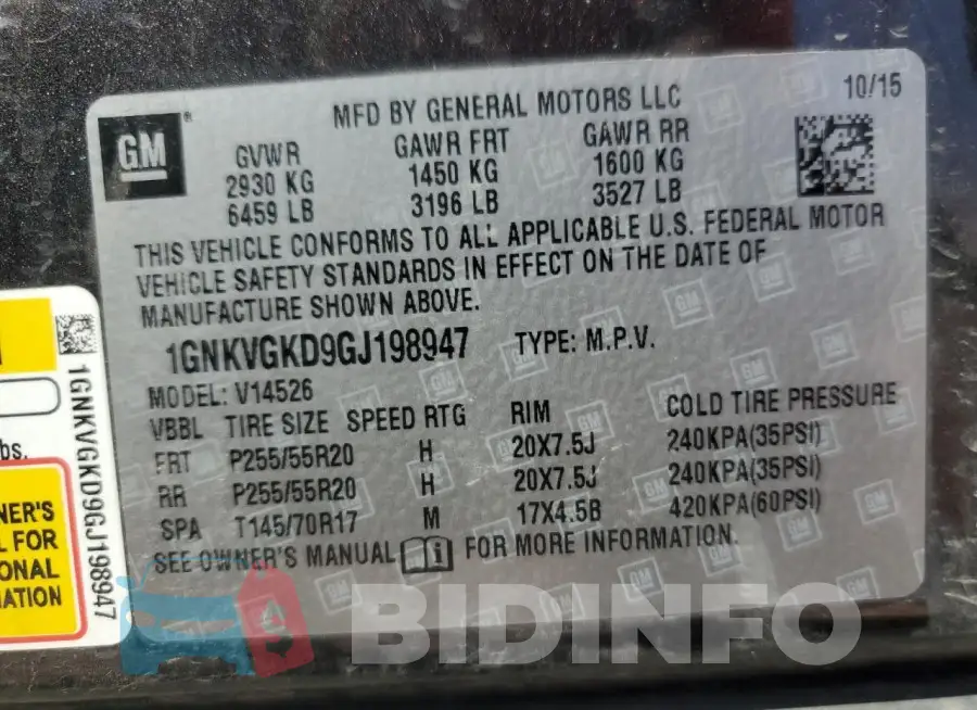 1GNKVGKD9GJ198947 Photo# 14