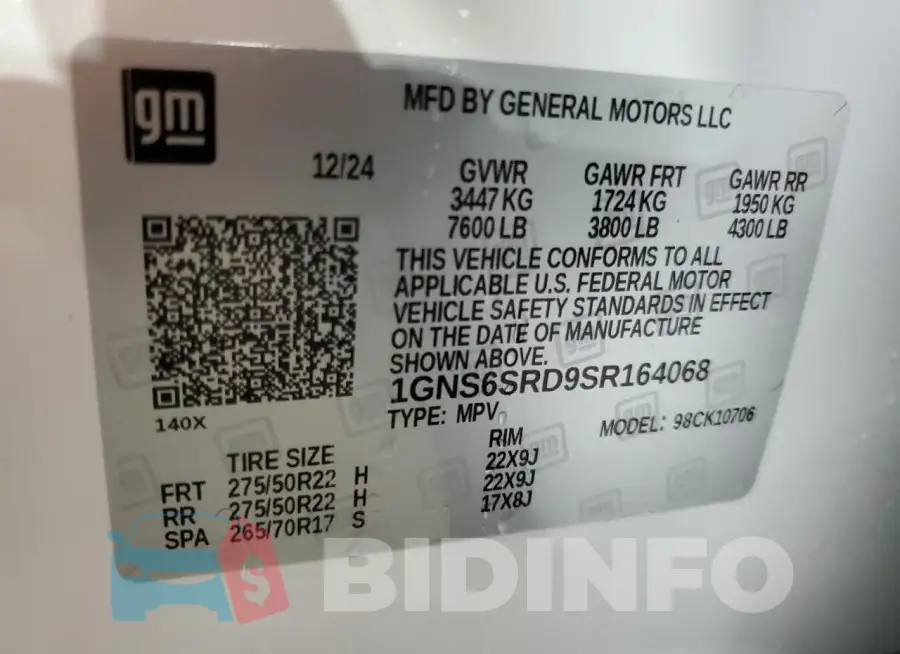 1GNS6SRD9SR164068 Photo# 13