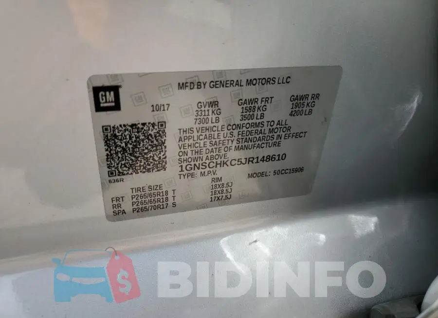 1GNSCHKC5JR148610 Photo# 14