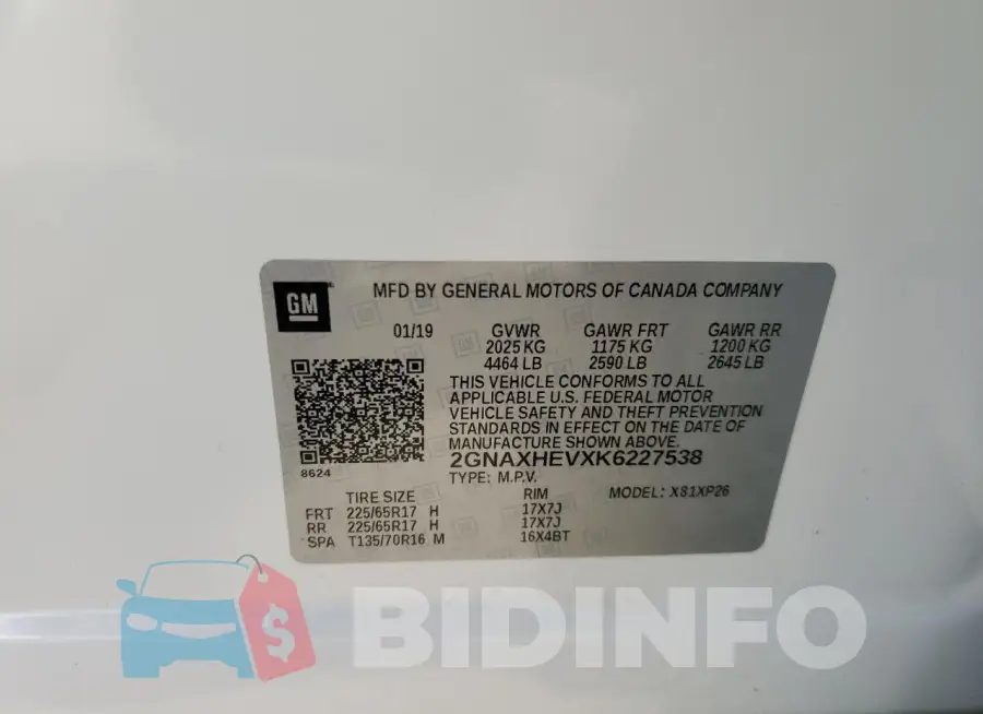 2GNAXHEVXK6227538 Photo# 13