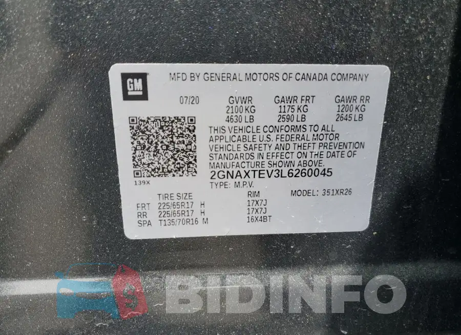 2GNAXTEV3L6260045 Photo# 14