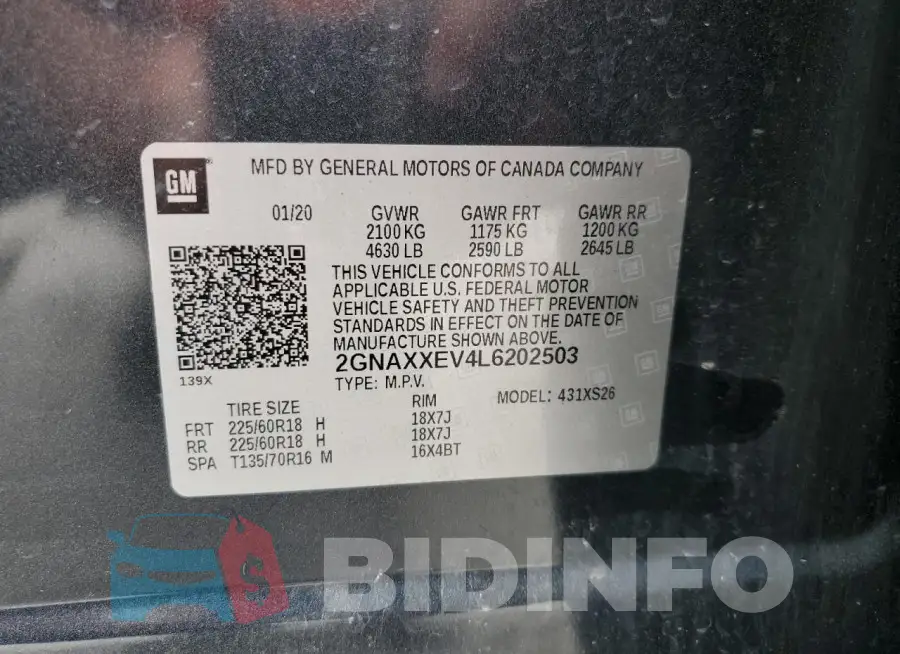 2GNAXXEV4L6202503 Photo# 13