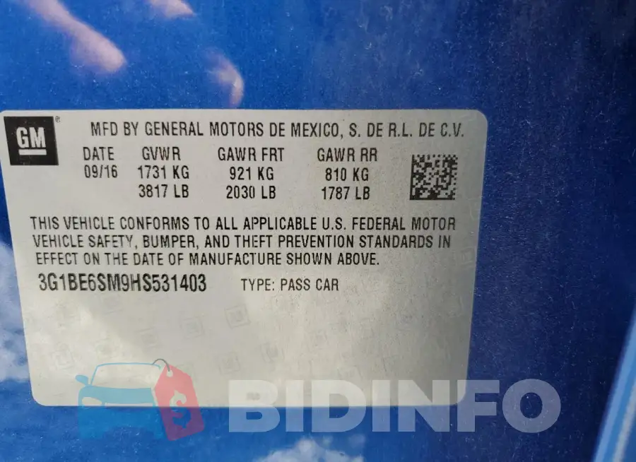 3G1BE6SM9HS531403 Photo# 13