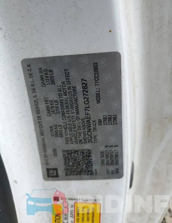 3GCNWAEF7LG272827 Photo# 12