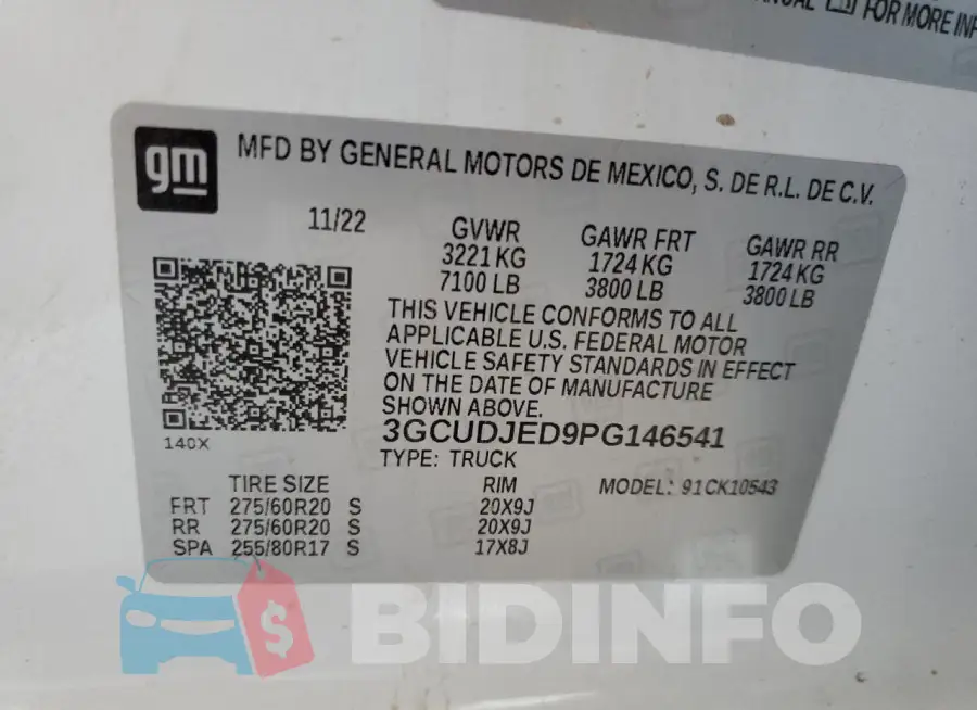 3GCUDJED9PG146541 Photo# 13