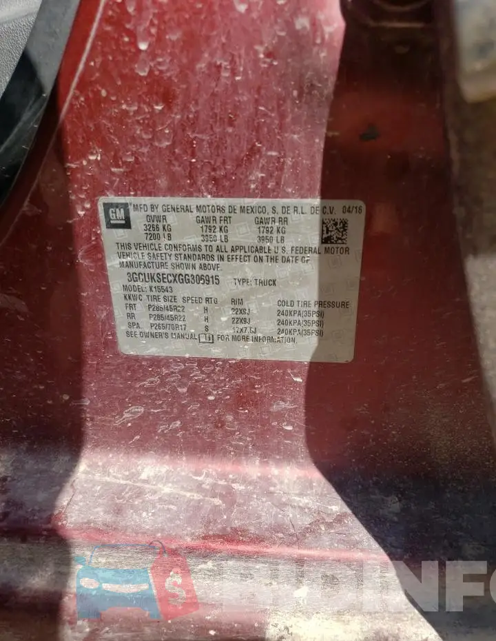 3GCUKSECXGG306915 Photo# 12