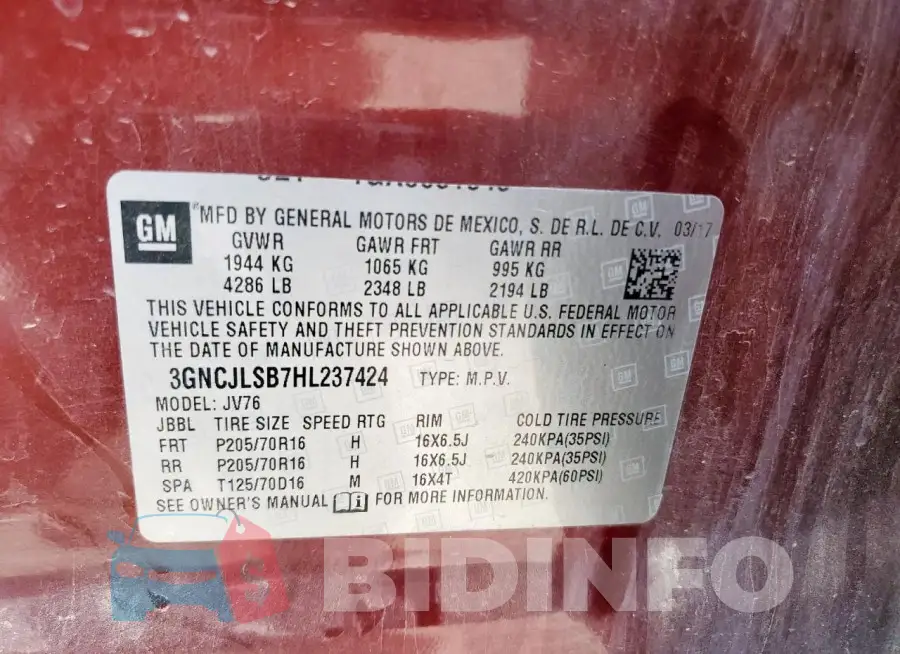 3GNCJLSB7HL237424 Photo# 13