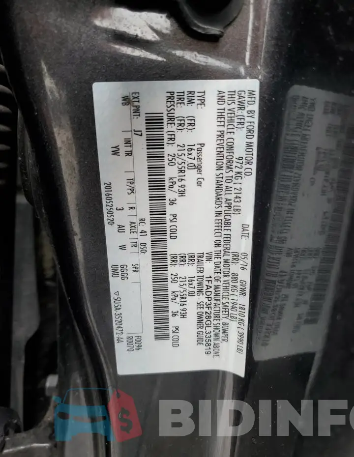 1FADP3F28GL335819 Photo# 13