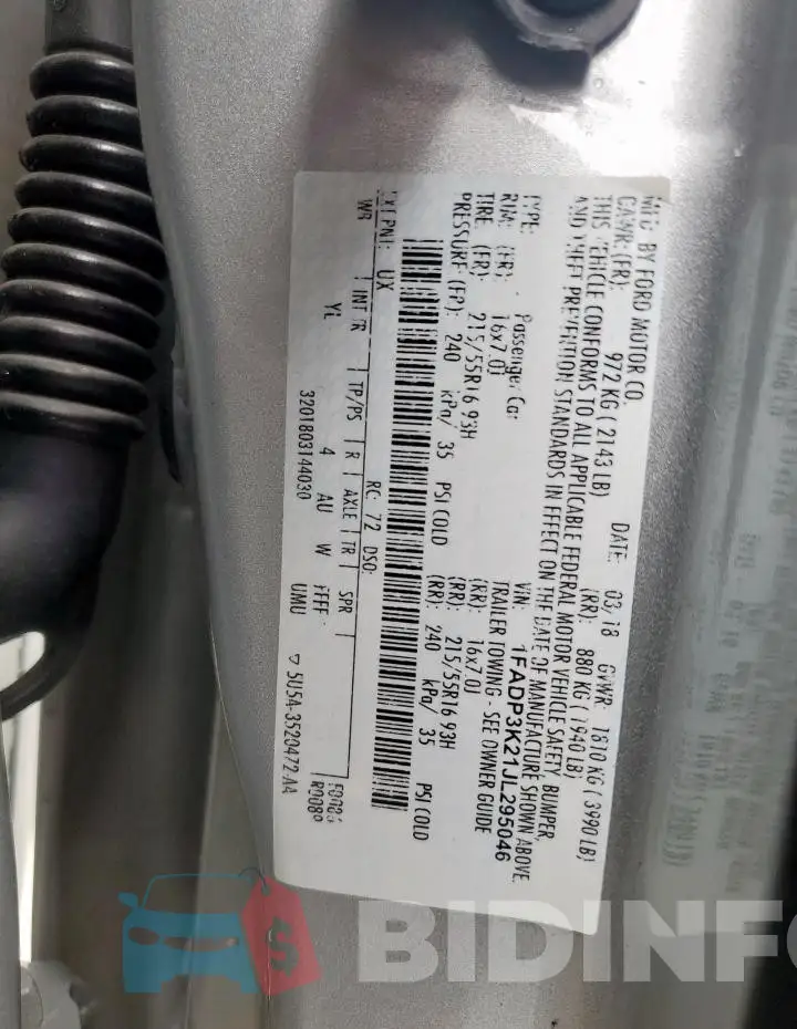 1FADP3K21JL295046 Photo# 12