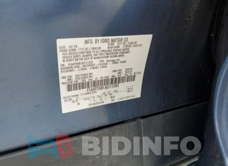 1FAHP2H81JG115502 Photo# 12