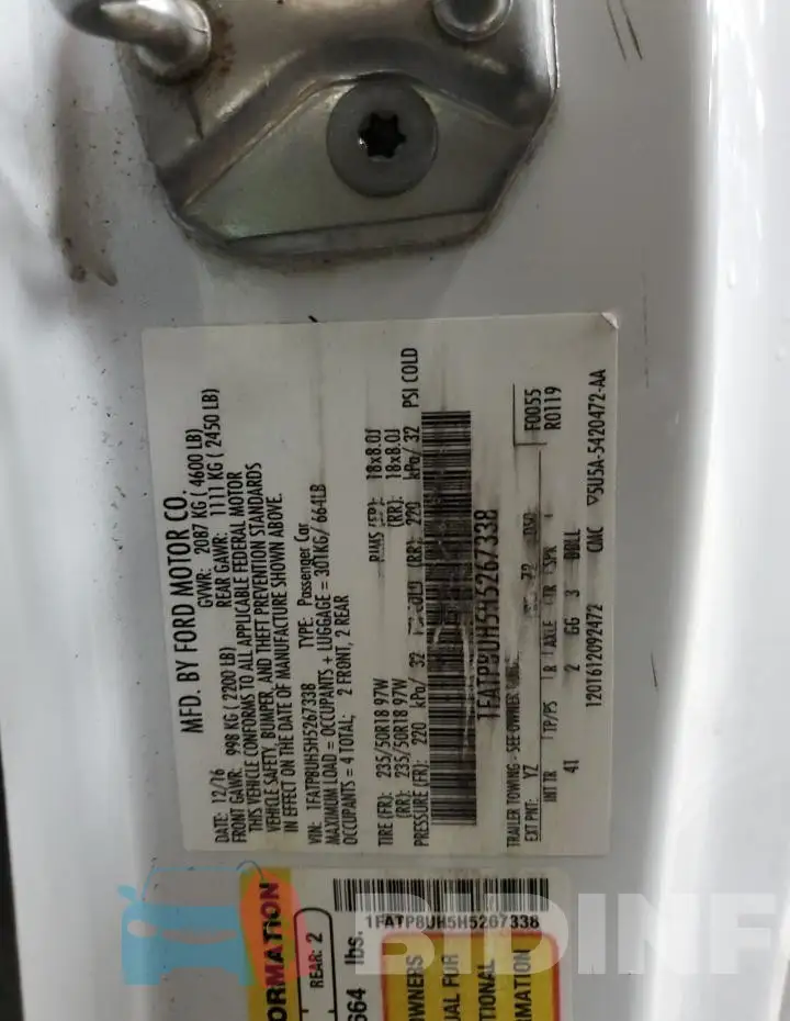 1FATP8UH5H5267338 Photo# 13