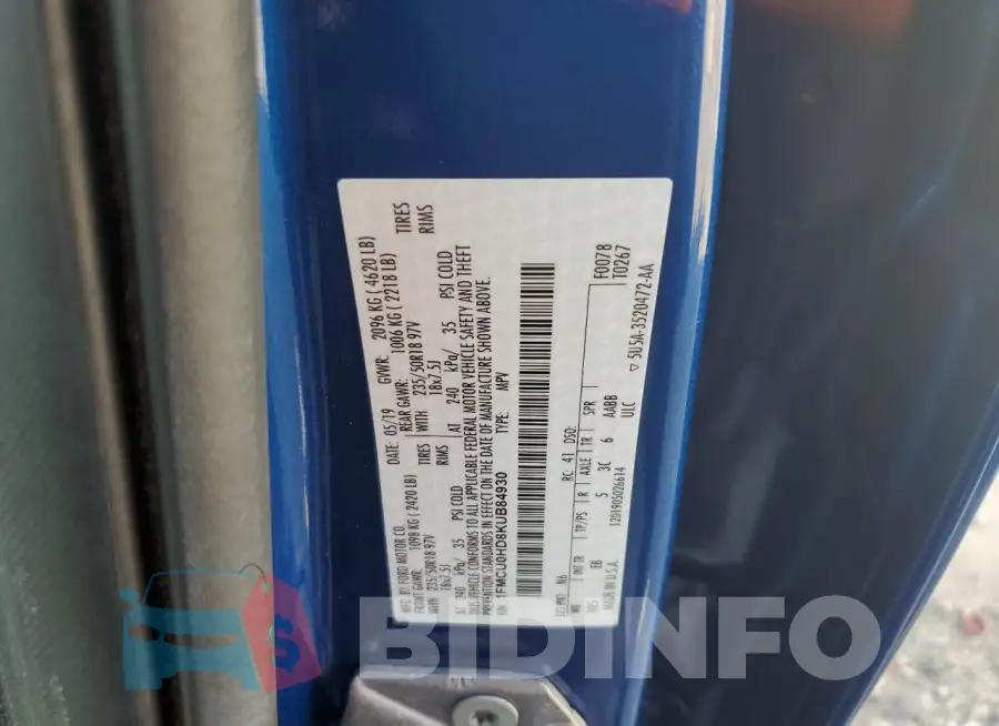 1FMCU0HD8KUB84930 Photo# 13