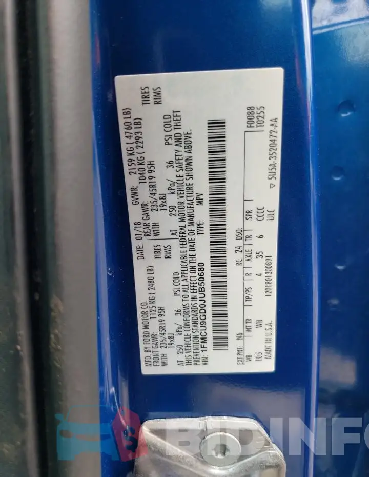 1FMCU9GD0JUB50680 Photo# 13