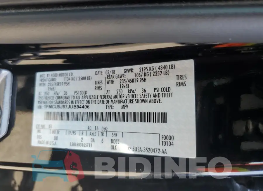 1FMCU9J97JUB94406 Photo# 14